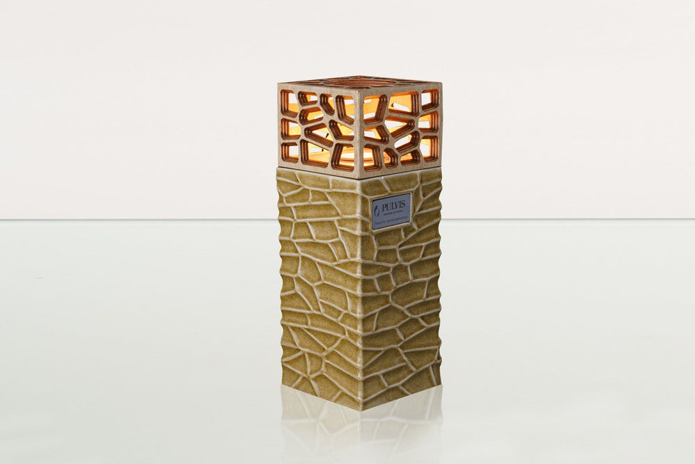 Pulvis Art Urns Adult Size Urn "Everlasting Flame" Cremation Urn for Ashes - Dark Sand | Ceramic Urn