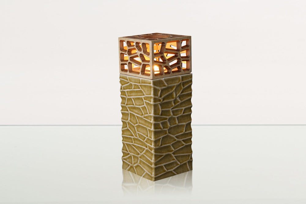 Pulvis Art Urns Adult Size Urn "Everlasting Flame" Cremation Urn for Ashes - Dark Sand | Ceramic Urn