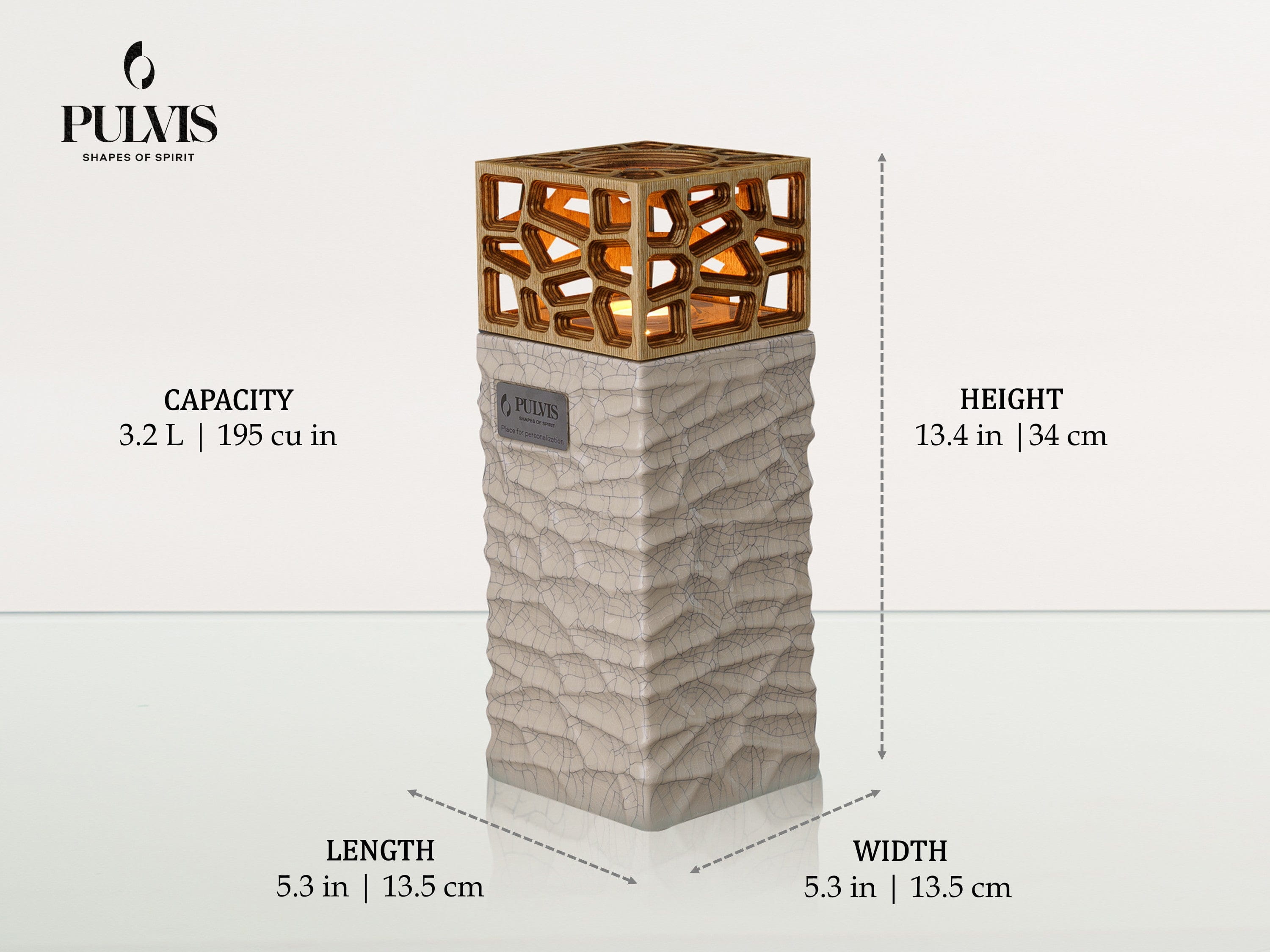 Pulvis Art Urns Adult Size Urn "Everlasting Flame" Cremation Urn for Ashes - sizes