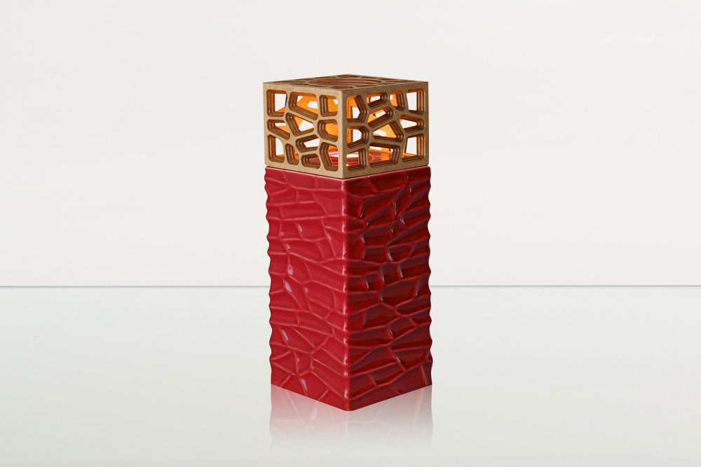 Pulvis Art Urns Adult Size Urn "Everlasting Flame" Cremation Urn for Ashes - Red | Ceramic Urn