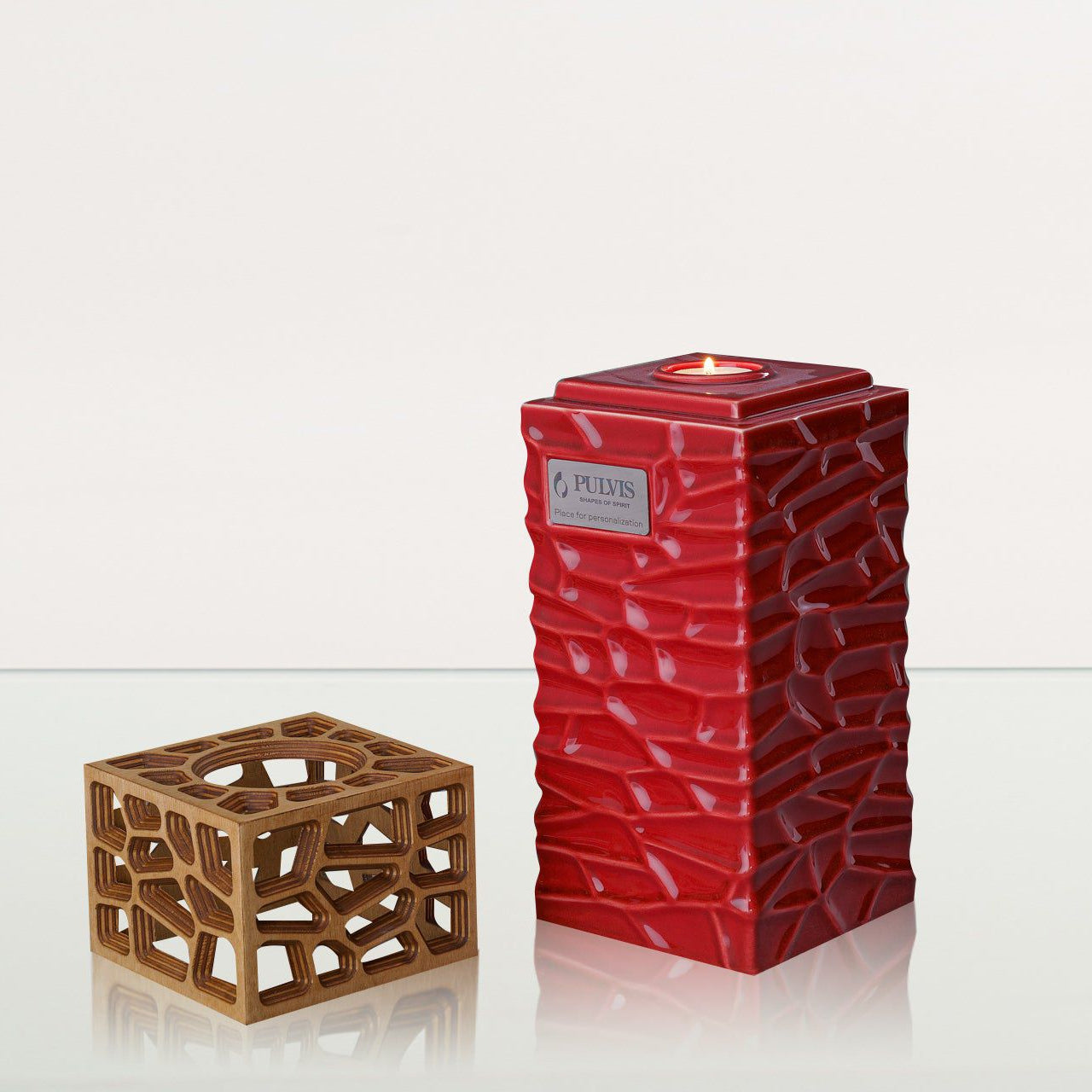 "Everlasting Flame" Cremation Urn for Ashes - Red | Ceramic Urn - Pulvis Art Urns