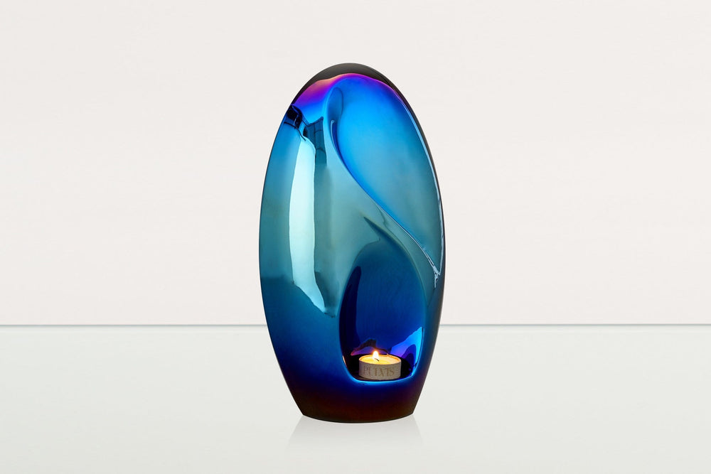 Pulvis Art Urns Adult Size Urn Exclusive Cremation Urn for Ashes "Eternity" - Large | Glossy Blue