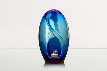 Exclusive Cremation Urn for Ashes "Eternity" - Large | Glossy Blue - Pulvis Art Urns