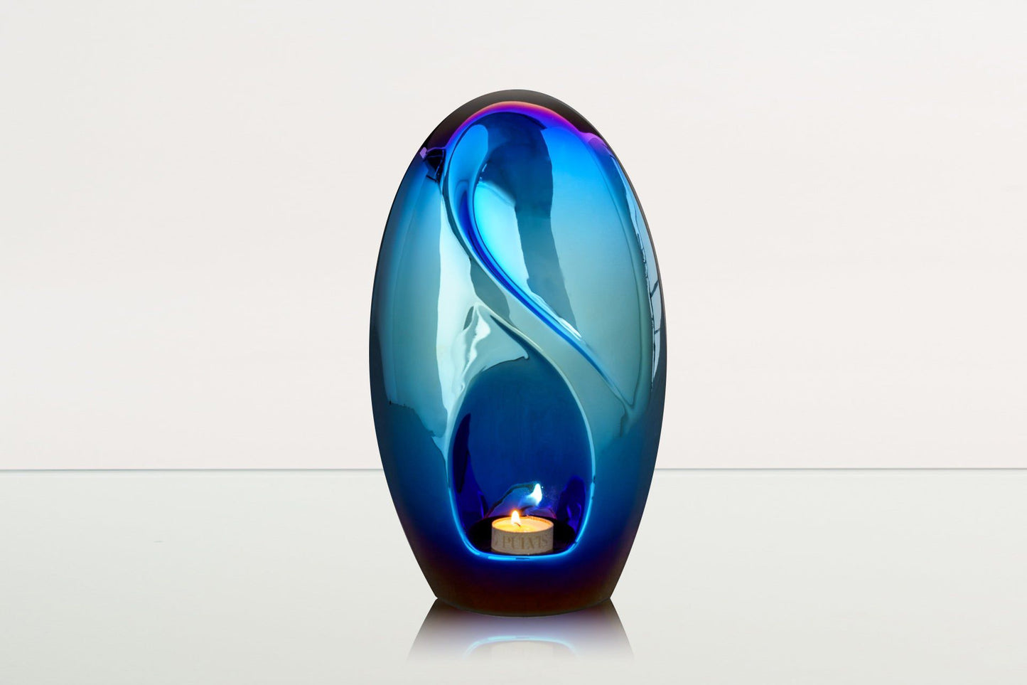 Pulvis Art Urns Adult Size Urn Exclusive Cremation Urn for Ashes "Eternity" - Large | Glossy Blue