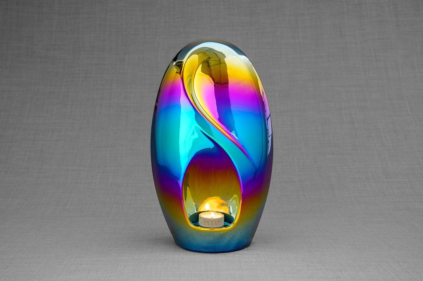 Pulvis Art Urns Adult Size Urn Exclusive Cremation Urn for Ashes "Eternity" - Large | Rainbow Chrome