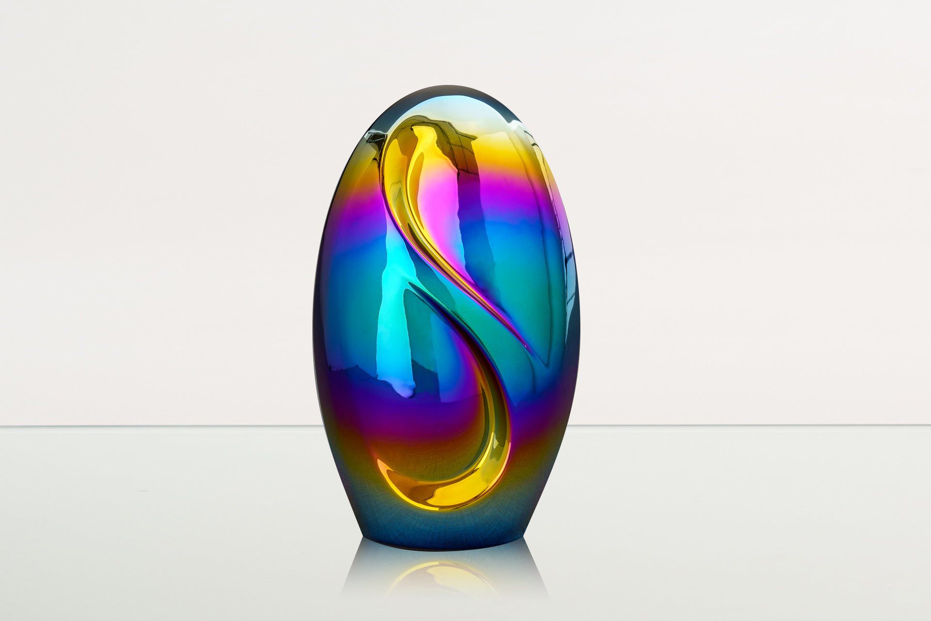 Exclusive Cremation Urn for Ashes "Eternity" - Large | Rainbow Chrome Urn - Pulvis Art Urns
