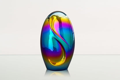 Exclusive Cremation Urn for Ashes "Eternity" - Large | Rainbow Chrome Urn - Pulvis Art Urns