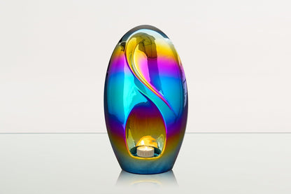 Exclusive Cremation Urn for Ashes "Eternity" - Large | Rainbow Chrome Urn - Pulvis Art Urns