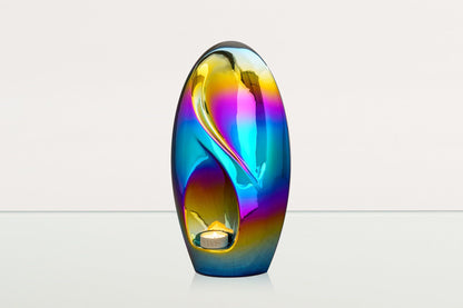 Exclusive Cremation Urn for Ashes "Eternity" - Large | Rainbow Chrome Urn - Pulvis Art Urns