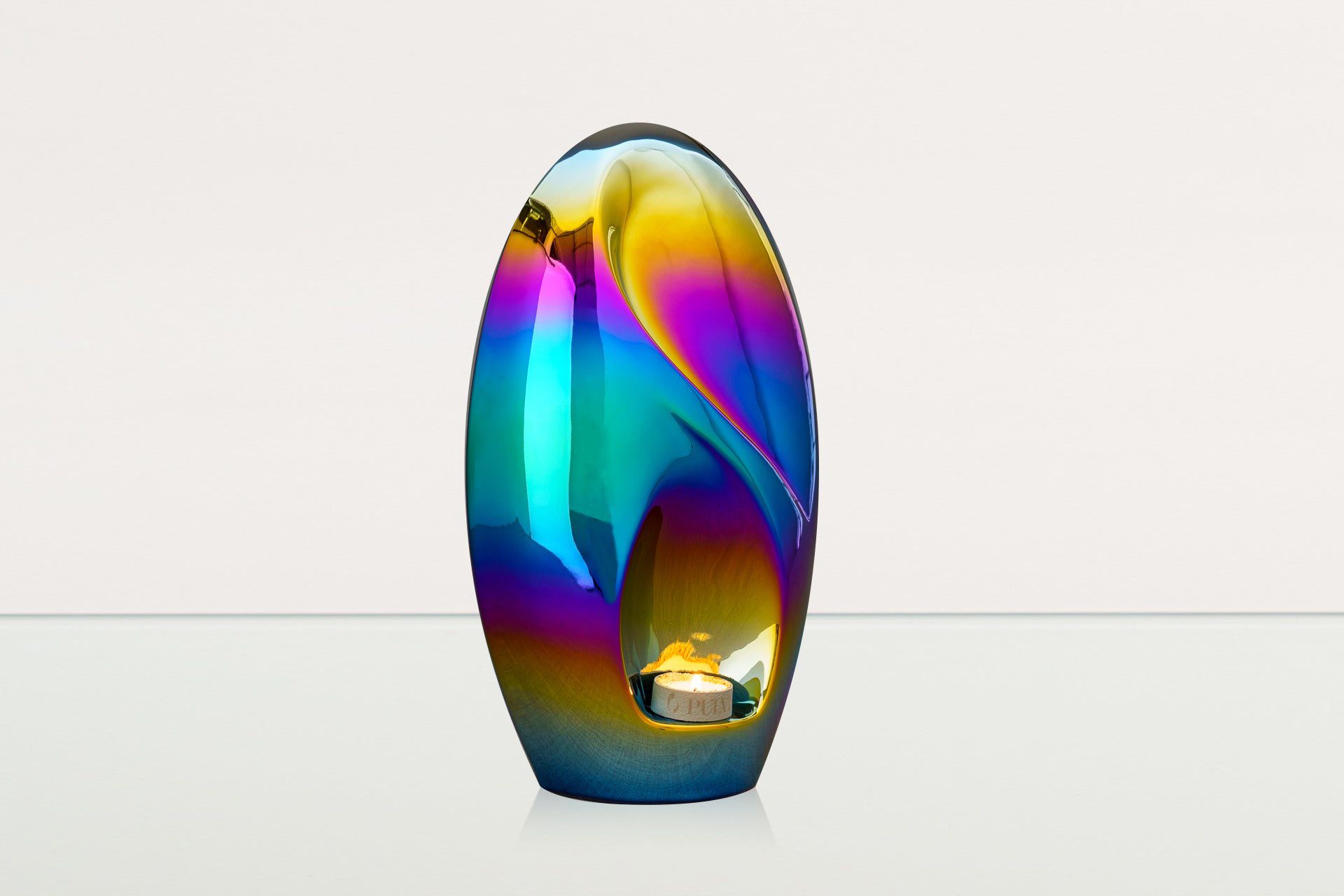 Exclusive Cremation Urn for Ashes "Eternity" - Large | Rainbow Chrome Urn - Pulvis Art Urns