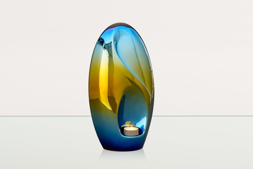 
                  
                    Pulvis Art Urns Adult Size Urn Exclusive Cremation Urn for Ashes "Eternity" - Large | Shiny Yellow Urn
                  
                
