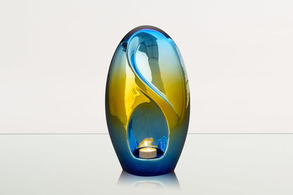 Exclusive Cremation Urn for Ashes "Eternity" - Large | Shiny Yellow Urn - Pulvis Art Urns