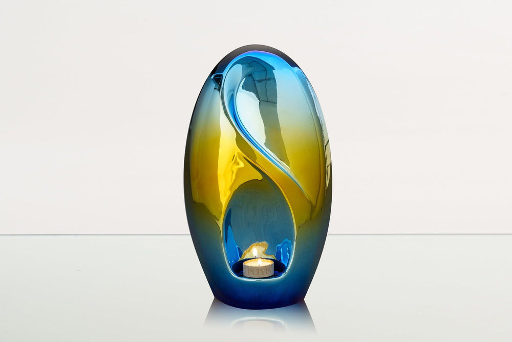 
                  
                    Pulvis Art Urns Adult Size Urn Exclusive Cremation Urn for Ashes "Eternity" - Large | Shiny Yellow Urn
                  
                