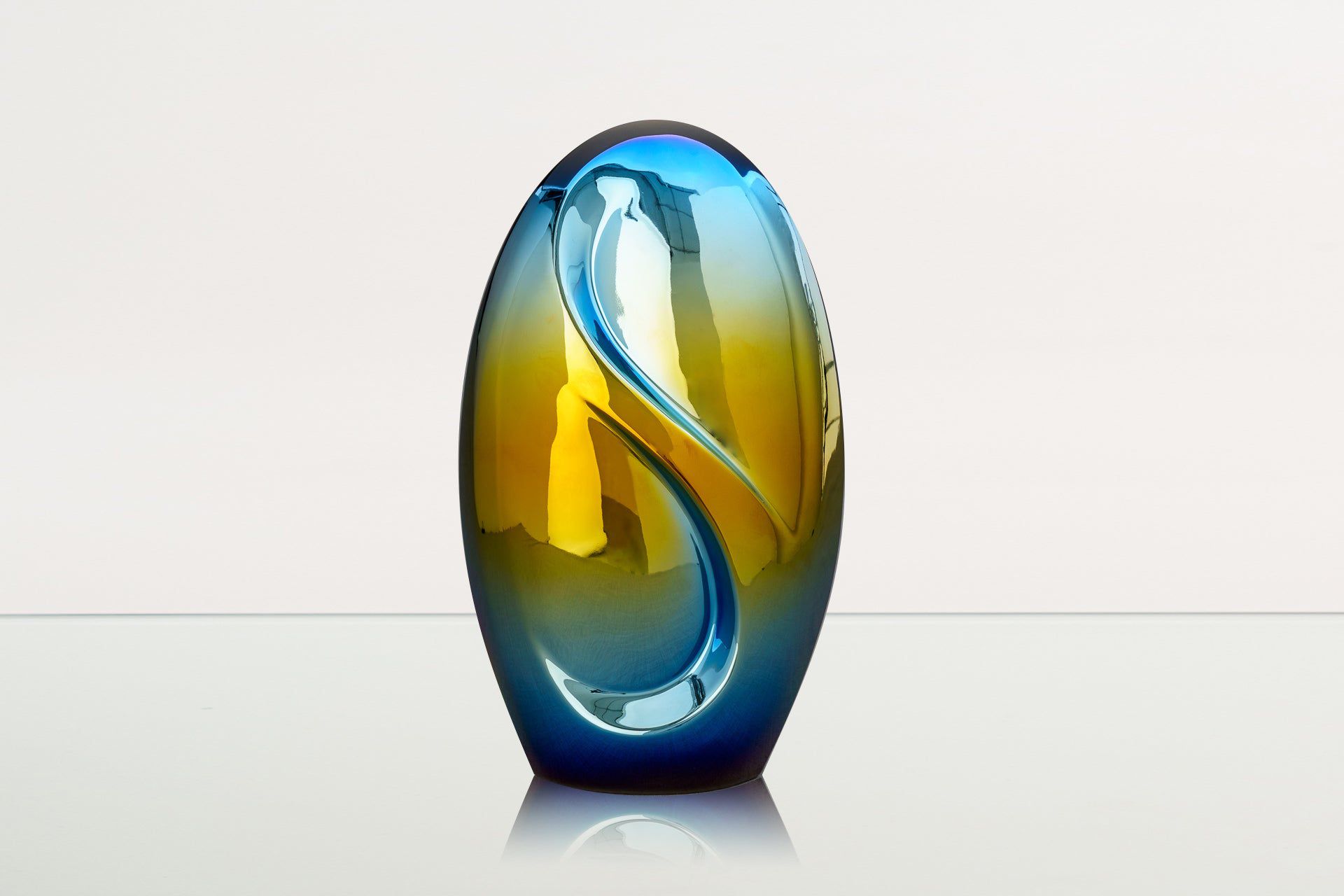 Exclusive Cremation Urn for Ashes "Eternity" - Large | Shiny Yellow Urn - Pulvis Art Urns