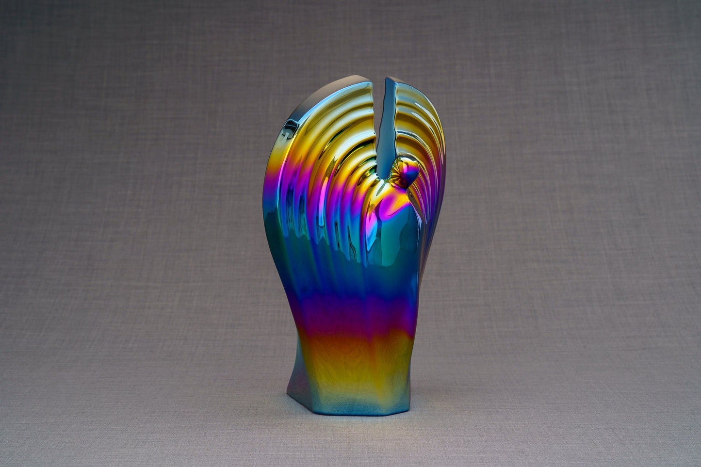 Pulvis Art Urns Adult Size Urn Exclusive Cremation Urn for Ashes "Guardian" - Large | Rainbow Chrome
