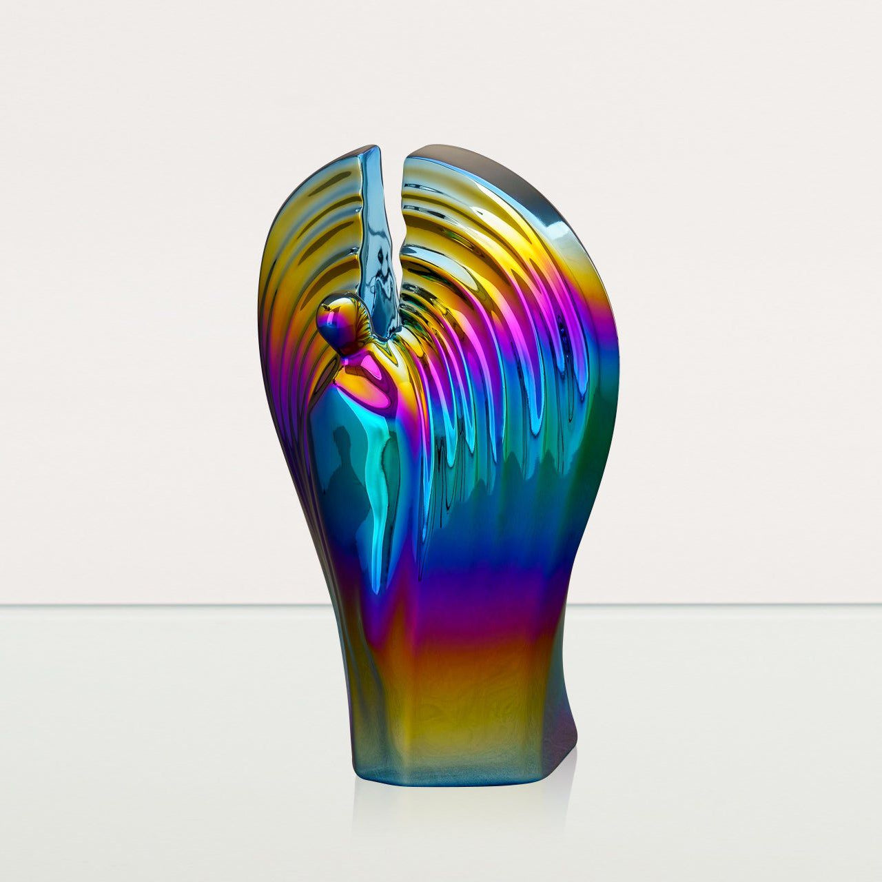 Exclusive Cremation Urn for Ashes "Guardian" - Large | Rainbow Chrome Urn - Pulvis Art Urns