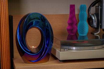 Exclusive Cremation Urn for Ashes "The Passage" - Large | Glossy Blue Urn - Pulvis Art Urns