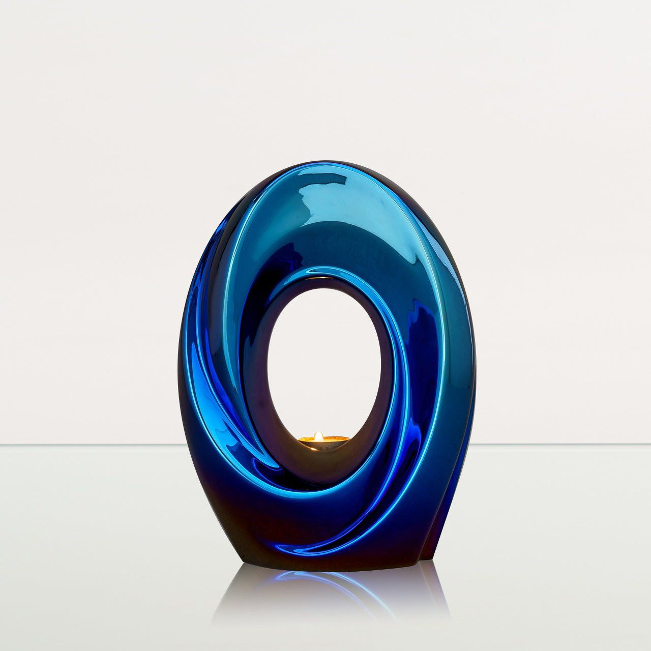 Exclusive Cremation Urn for Ashes "The Passage" - Large | Glossy Blue Urn - Pulvis Art Urns