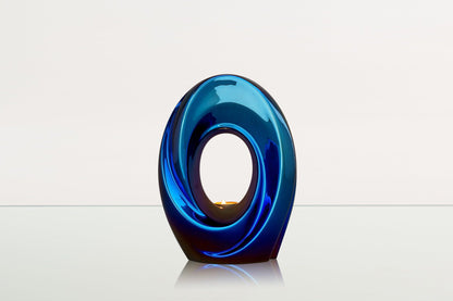 Exclusive Cremation Urn for Ashes "The Passage" - Large | Glossy Blue Urn - Pulvis Art Urns