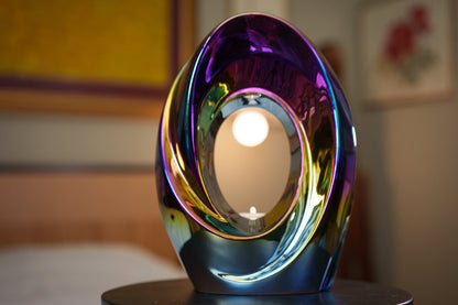 Exclusive Cremation Urn for Ashes "The Passage" - Large | Rainbow Chrome Urn - Pulvis Art Urns