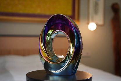 Exclusive Cremation Urn for Ashes "The Passage" - Large | Rainbow Chrome Urn - Pulvis Art Urns