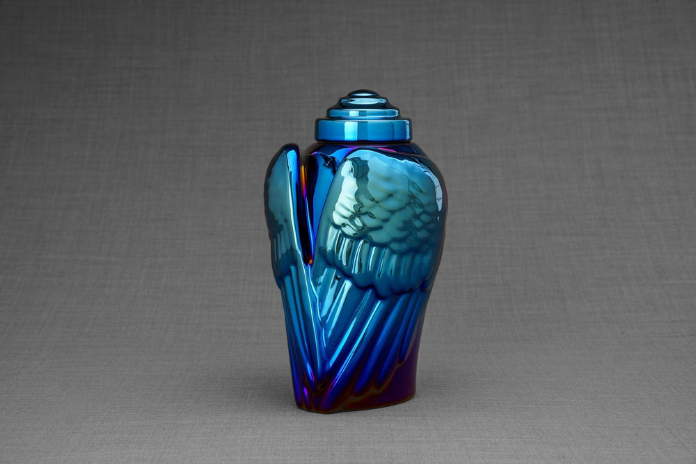 
                  
                    Pulvis Art Urns Adult Size Urn Exclusive Cremation Urn for Ashes "Wings" - Large | Glossy Blue
                  
                