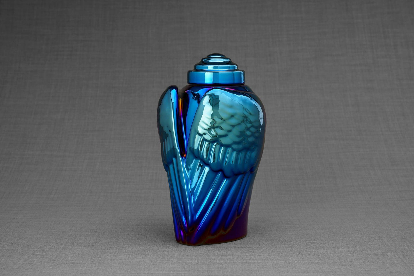 Pulvis Art Urns Adult Size Urn Exclusive Cremation Urn for Ashes "Wings" - Large | Glossy Blue