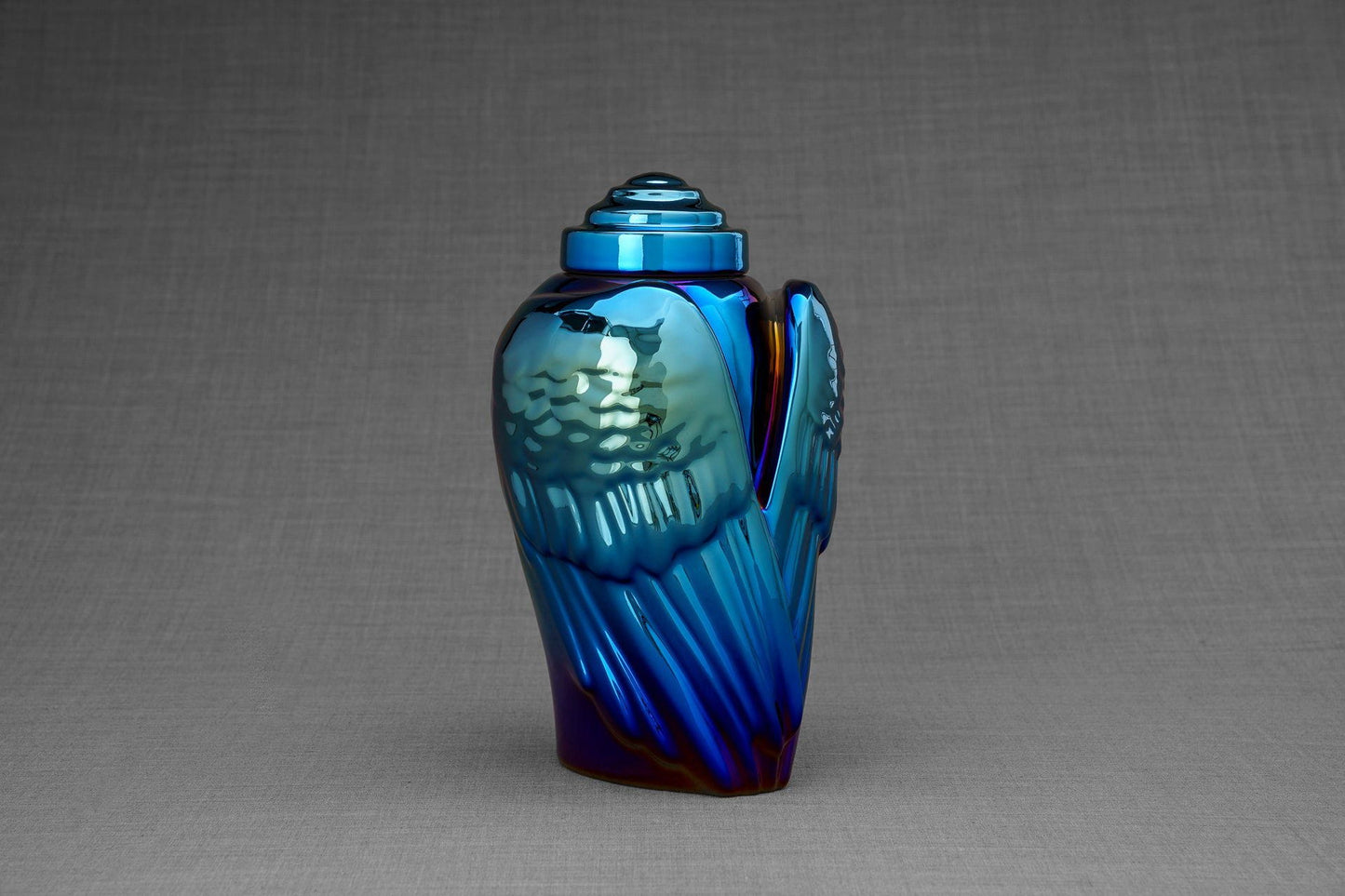 Pulvis Art Urns Adult Size Urn Exclusive Cremation Urn for Ashes "Wings" - Large | Glossy Blue