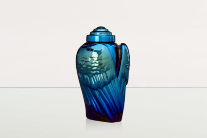 Exclusive Cremation Urn for Ashes "Wings" - Large | Glossy Blue Urn - Pulvis Art Urns