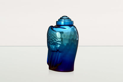 Exclusive Cremation Urn for Ashes "Wings" - Large | Glossy Blue Urn - Pulvis Art Urns
