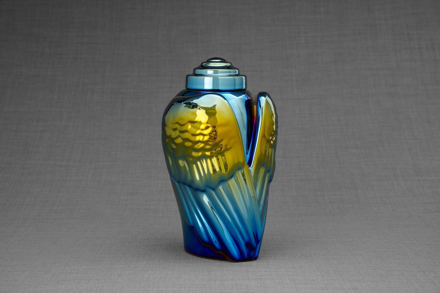 Pulvis Art Urns Adult Size Urn Exclusive Cremation Urn for Ashes "Wings" - Large | Shiny Yellow