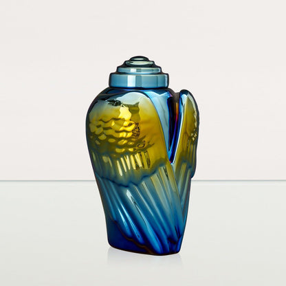Exclusive Cremation Urn for Ashes "Wings" - Large | Shiny Yellow Urn - Pulvis Art Urns