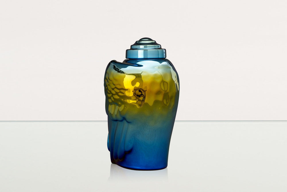 Pulvis Art Urns Adult Size Urn Exclusive Cremation Urn for Ashes "Wings" - Large | Shiny Yellow Urn