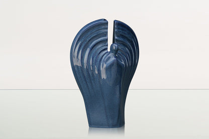 Guardian Handmade Cremation Urn for Ashes - Large | Blue Melange | Ceramic Urn - Pulvis Art Urns