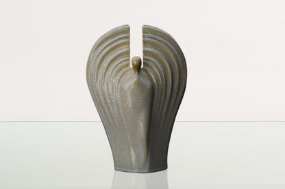 Guardian Handmade Cremation Urn for Ashes - Large | Light Sand Melange | Ceramic Urn - Pulvis Art Urns