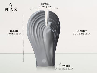 Pulvis Art Urns Adult Size Urn Guardian Handmade Cremation Urn for Ashes - Large | Light Sand Melange | Ceramic Urn