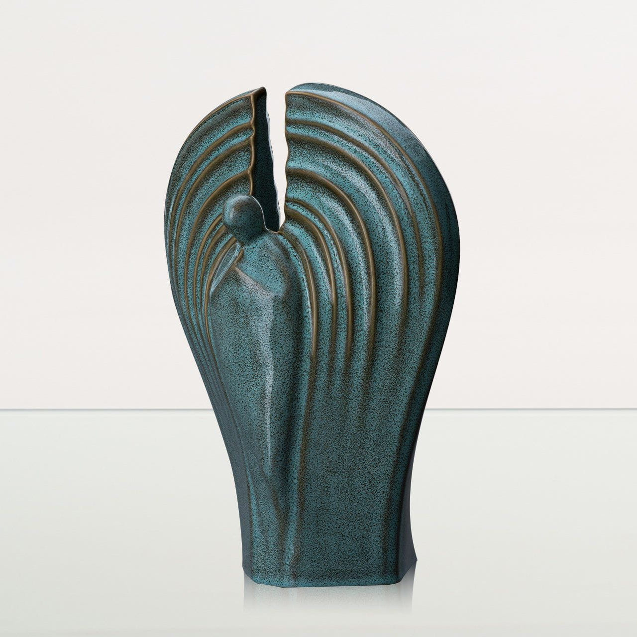 Guardian Handmade Cremation Urn for Ashes - Large Urn | Oily Green Melange - Pulvis Art Urns