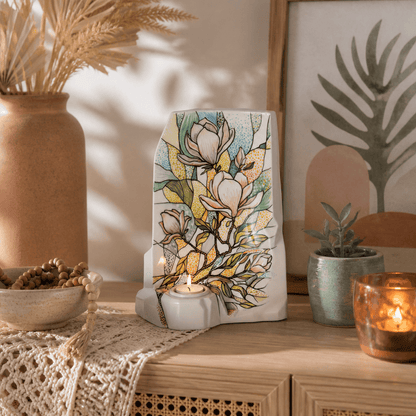 Pulvis Art Urns Adult Size Urn Hand Decorated Urn for Ashes "Magnolia" - Large | Ceramic