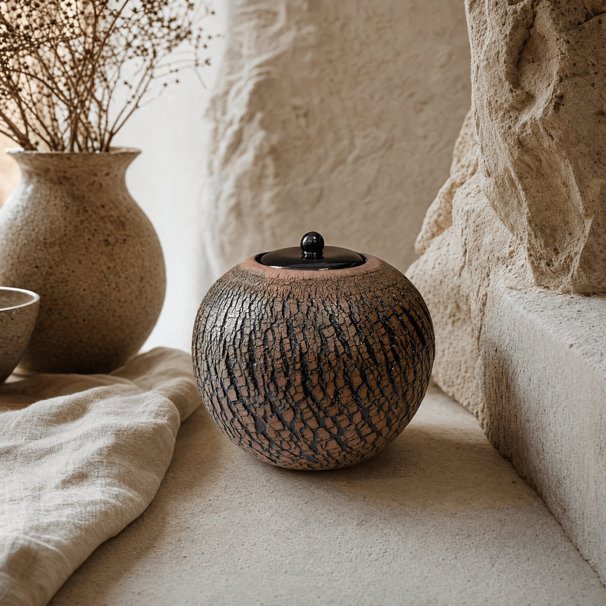 Pulvis Art Urns Adult Size Urn Handmade Cremation Urn "Aurea" - Large | Pottery Wheel Urn