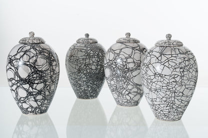 Pulvis Art Urns Adult Size Urn Handmade Cremation Urn "Embrace" - Large | Raku Style Memorial | Pottery Wheel Urn