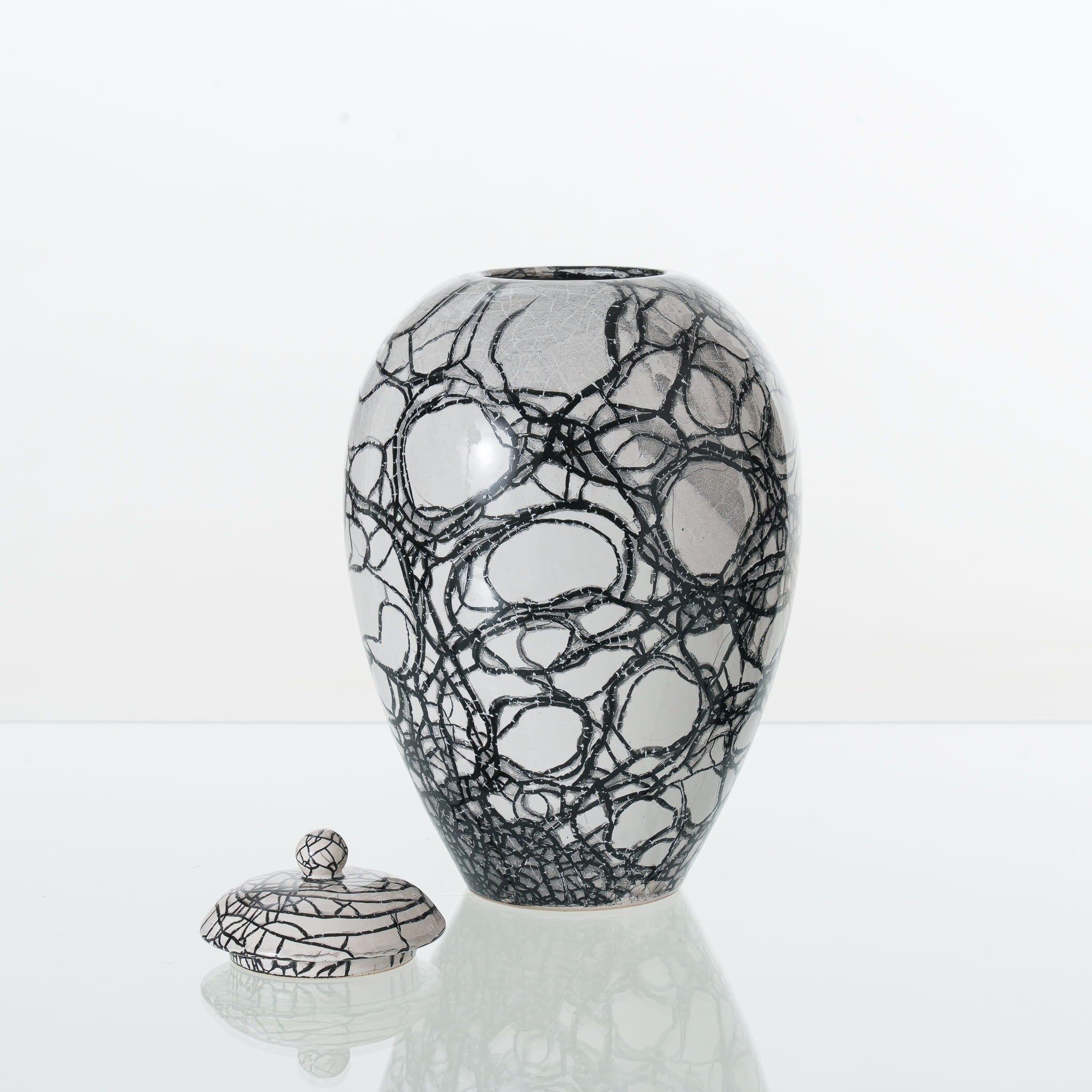 Pulvis Art Urns Adult Size Urn Handmade Cremation Urn "Embrace" - Large | Raku Style Memorial | Pottery Wheel Urn