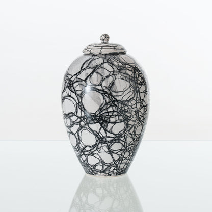 Pulvis Art Urns Adult Size Urn Handmade Cremation Urn "Embrace" - Large | Raku Style Memorial | Pottery Wheel Urn