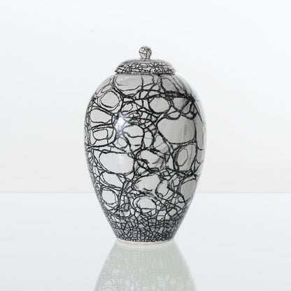 Pulvis Art Urns Adult Size Urn Handmade Cremation Urn "Embrace" - Large | Raku Style Memorial | Pottery Wheel Urn