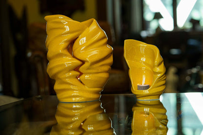Handmade Cremation Urn for Ashes "Light" - Large | Amber Yellow | Ceramic Art Urn - Pulvis Art Urns