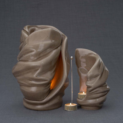 Handmade Cremation Urn for Ashes "Light" - Large | Beige Grey | Ceramic Art Urn - Pulvis Art Urns