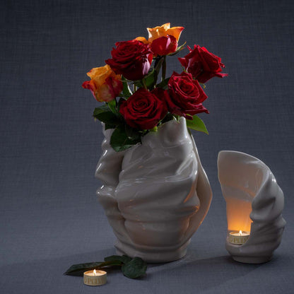 Handmade Cremation Urn for Ashes "Light" - Large | Beige Grey | Ceramic Art Urn - Pulvis Art Urns