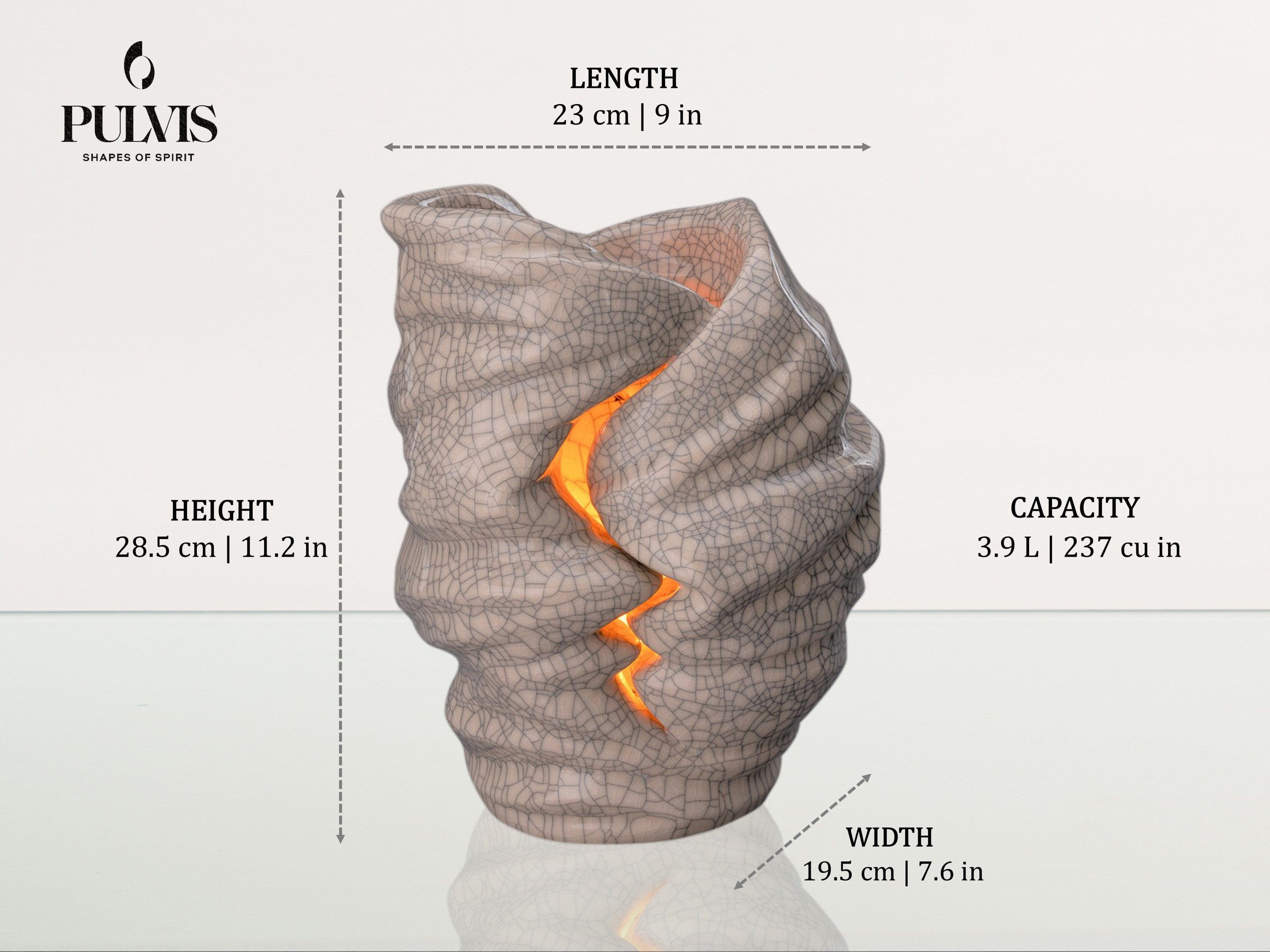 Pulvis Art Urns Adult Size Urn Handmade Cremation Urn for Ashes "Light" - Large | Beige Grey | Ceramic Art Urn