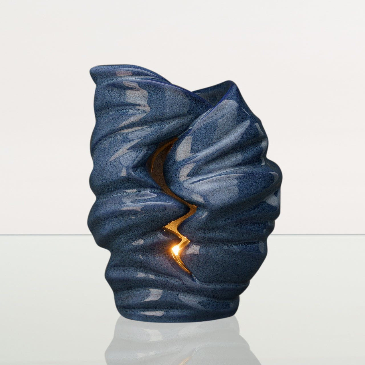 Handmade Cremation Urn for Ashes "Light" - Large | Blue Melange | Ceramic Urn - Pulvis Art Urns