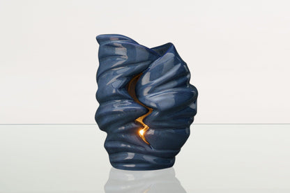 Handmade Cremation Urn for Ashes "Light" - Large | Blue Melange | Ceramic Urn - Pulvis Art Urns