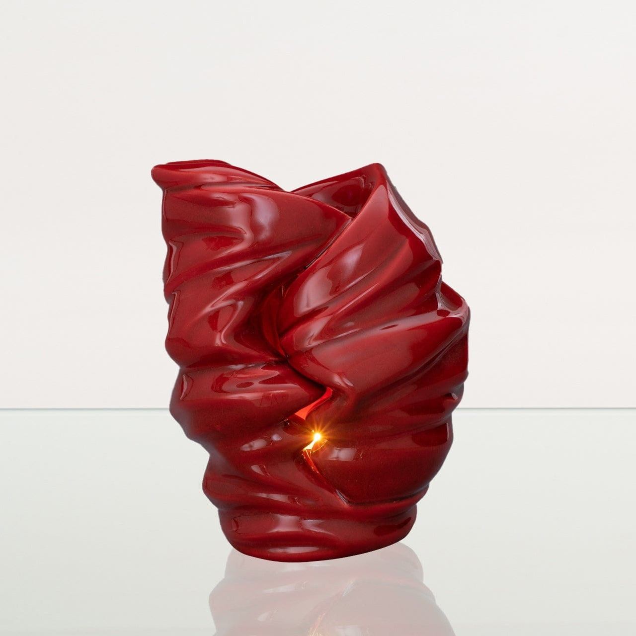 Handmade Cremation Urn for Ashes "Light" - Large | Red | Ceramic Art Urn - Pulvis Art Urns